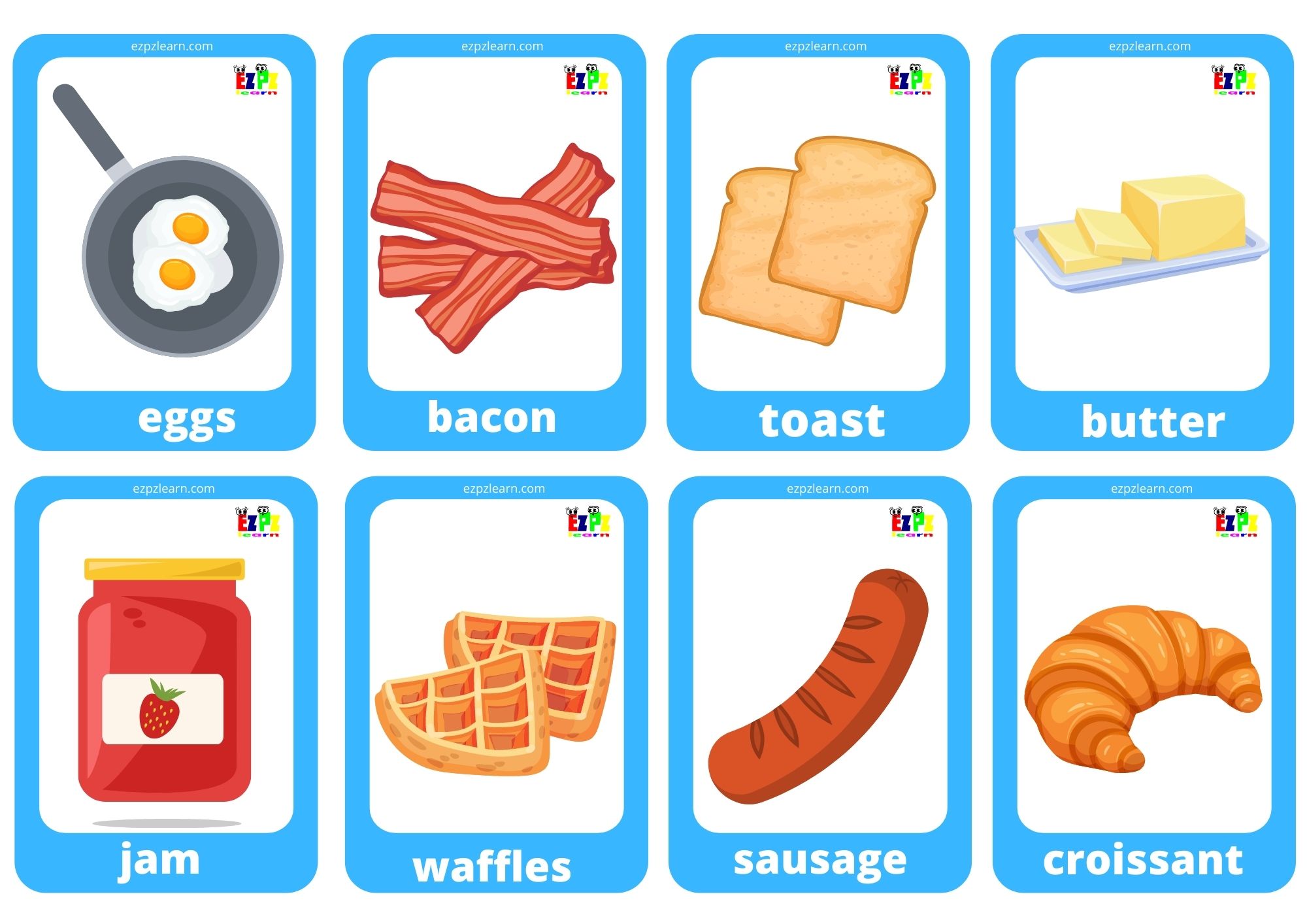 Breakfast Food Game Cards / Mini Flashcards